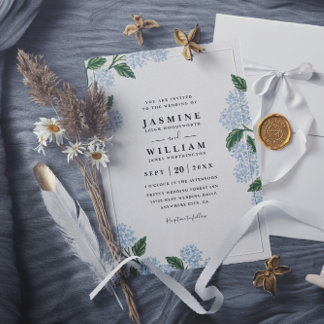 Invitation Hortensia Floral Rustique Élégant Mariage Moderne
