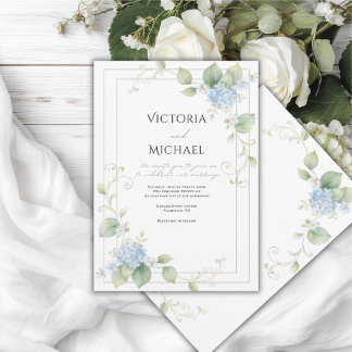 Invitation Hortensias Bleus Élégance Florale de Mariage