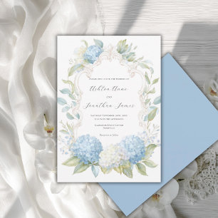 Invitation Hortensias Bleus et Blancs Mariage Élégant
