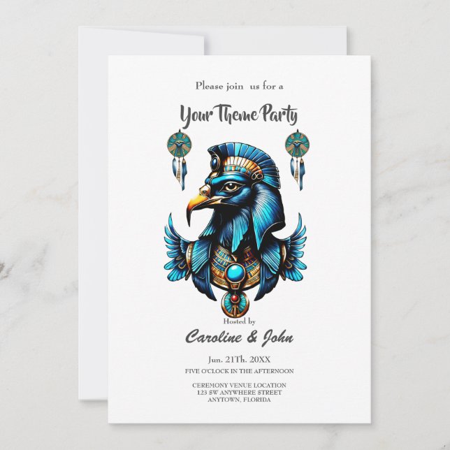 Invitation Horus le dieu faucon égyptien. (Devant)