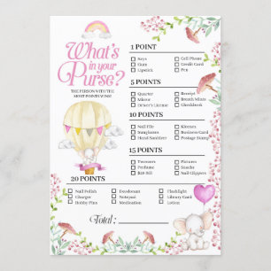 Invitation Hot Air Balloon Baby What's In Your Purse Game