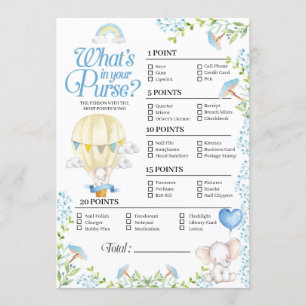 Invitation Hot Air Balloon Baby What's In Your Purse Game