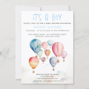 Invitation Hot Air Balloon C'est un baby shower garçon