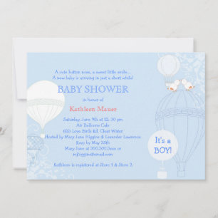Invitation Hot Air Balloon Pastel Blue C'est un Baby shower g