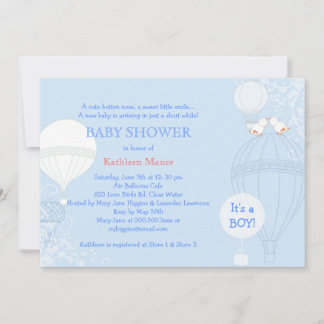 Invitation Hot Air Balloon Pastel Blue C'est un Baby shower g