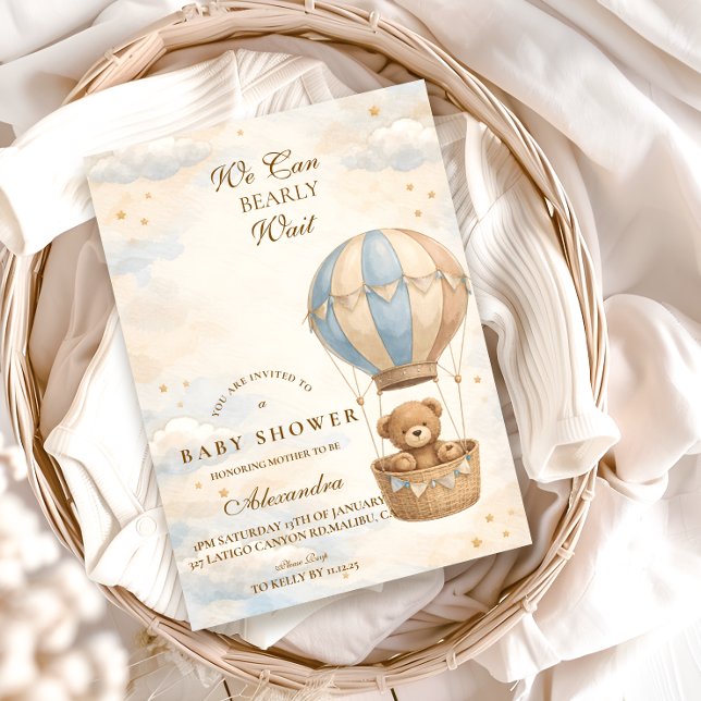 Invitation Hot Air Balloon Teddy Bear Baby Shower (Créateur téléchargé)
