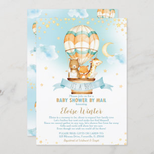 Invitation Hot Air Balloon Virtual Baby Boy Show par courrier