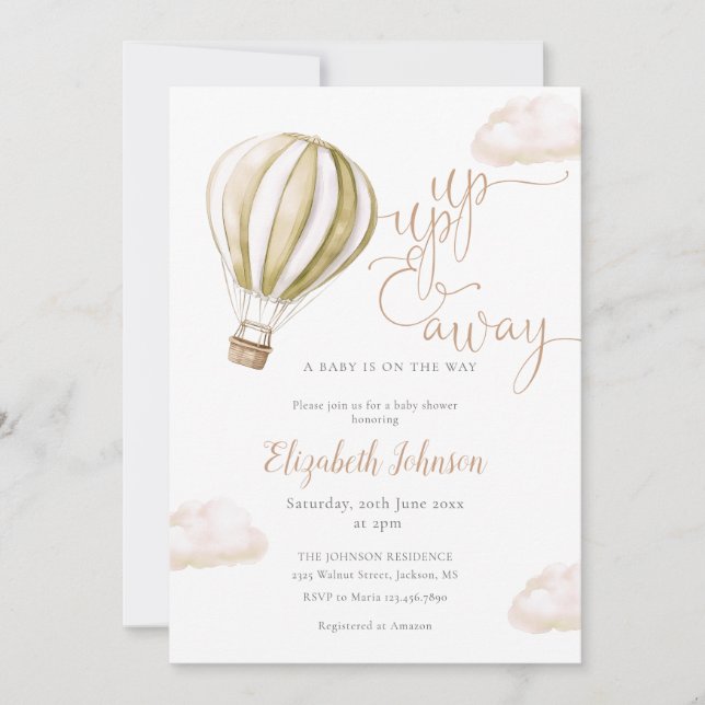 Invitation Hot Air BalloonAll In One Neutral Baby Shower (Devant)