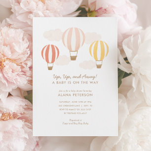 Invitation Hot Air Balloons Girl Travel Baby shower Invitatio