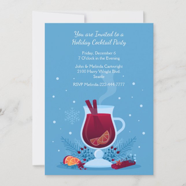 Invitation Hot Cider et Snow Holiday Party (Devant)