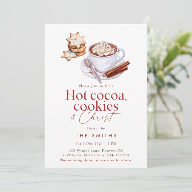 Invitation Hot Cocoa Cookies & Christ Christmas Party  (Debout devant)
