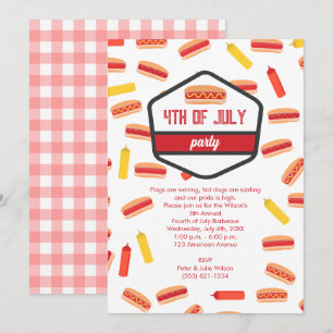 Invitation Hot Dog Fast Food 4 juillet BBQ Party