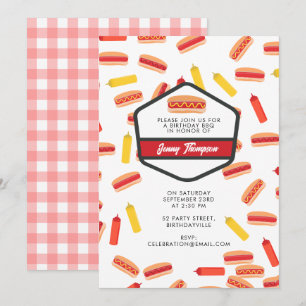 Invitation Hot Dog Fast Food Anniversaire de fête BBQ