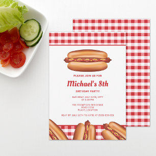 Invitation Hot Dog Fast Food Illustration fête d'anniversaire