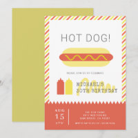 HOT DOG! Jour d'anniversaire moderne rouge et jaun