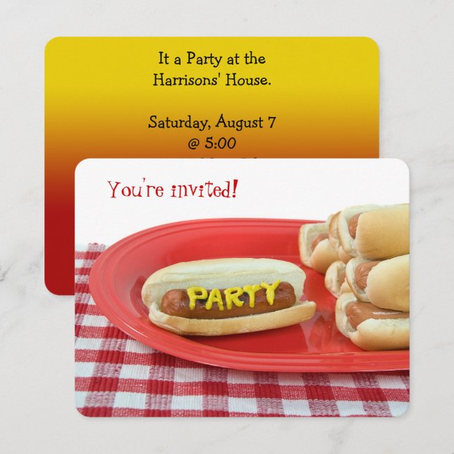 Invitation Hot Dog Summer Party (Devant / Derrière)
