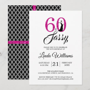 Invitation Hot Pink 60 et Sassy   60e fête d'anniversaire