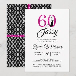 Invitation Hot Pink 60 et Sassy   60e fête d'anniversaire