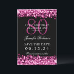 Invitation Hot Pink 80th Birthday Enregistrer la date avec le<br><div class="desc">Design élégant "80th Birthday Party" avec Hot Rose String Lights et nom personnalisé et détails texte. Facile à utiliser et facile à personnaliser. Commandez aujourd'hui !</div>