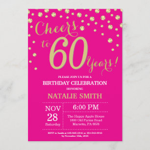 Invitation Hot Pink et Gold Diamond 60e anniversaire