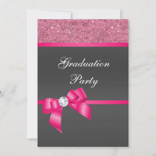 Invitation Hot Rose & Black Graduation Party