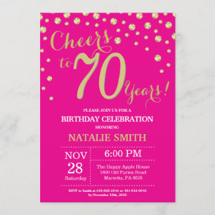 Invitation Hot rose et or 70e Anniversaire Diamond