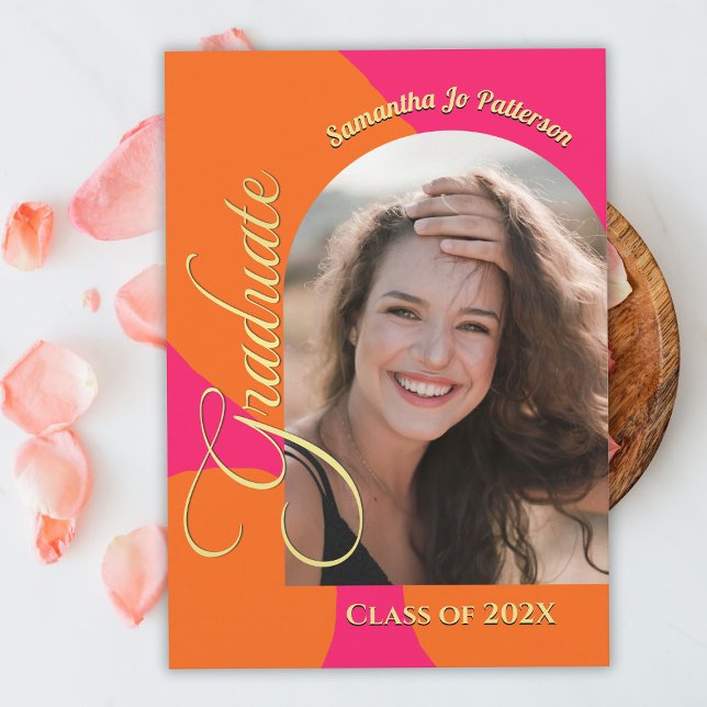 Invitation Hot Rose et Orange Arch Photo Party (Créateur téléchargé)