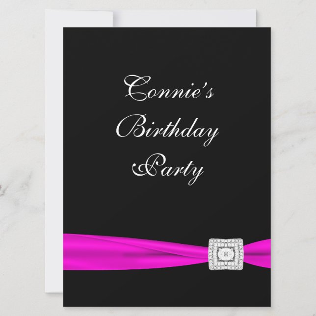 Invitation Hot rose Fuchsia Classy Anniversaire (Devant)