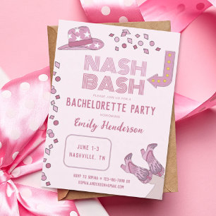 Invitation Hot rose Nash Bash Nashville Bachelorte Party