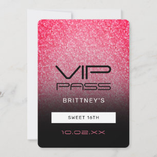 Invitation Hot rose noir Ombre Parties scintillant Sweet 16th