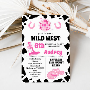 Invitation Hot rose noir sauvage West Cowgirl Anniversaire