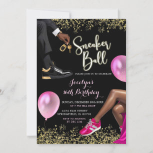 Invitation Hot rose or Basket Ball Sweet 16e anniversaire