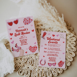 Invitation Hot rose rouge Dernier Rodeo Bachelorette Invitati