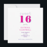 Invitation Hot rose Sweet 16 Carré fête d'anniversaire<br><div class="desc">Hot Rose Sweet 16 Anniversaire Invitation de fête. Carré.</div>
