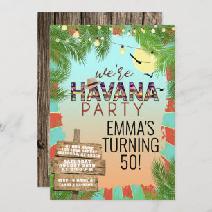 Invitation Hot Summer Havana Nights Retro Tropical Party