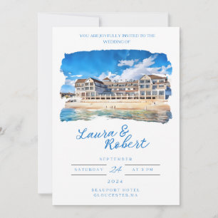 Invitation Hôtel Beauport Massachusetts Lieu Aquarelle