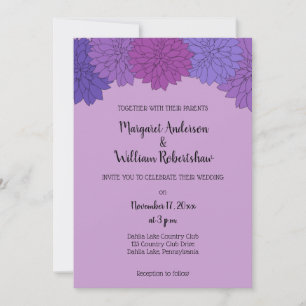 Invitation Hothouse Dahlias Mariage floral violet