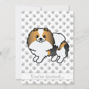 Invitation Hound Tricolor Pomeranian mignon chien fête d'anni