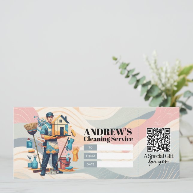 Invitation House Cleaning Services Gift Certificate Voucher (Debout devant)