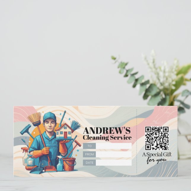 Invitation House Cleaning Services Gift Certificate Voucher (Debout devant)