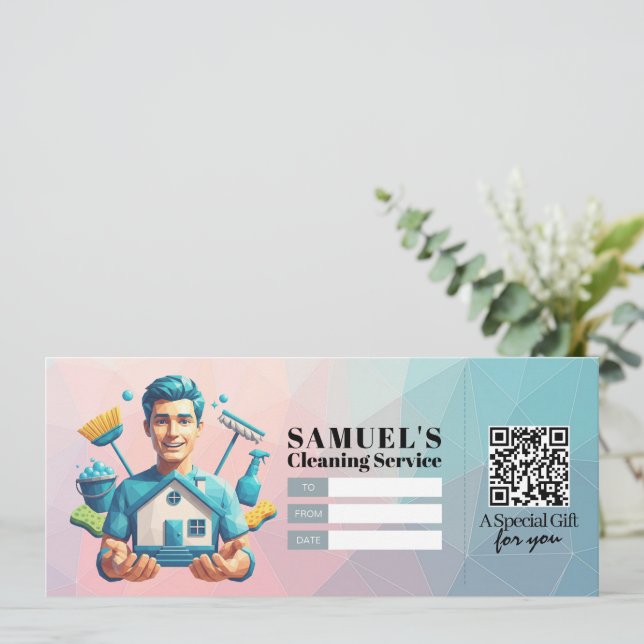 Invitation House Cleaning Services Gift Certificate Voucher (Debout devant)