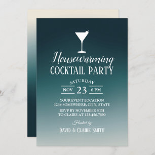 Invitation House Cocktail Party Élégant Turquoise Ombre