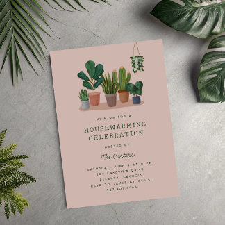 Invitation Houseplants Illustrations Housewarming Party