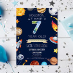 Invitation Houston Nous avons 7 ans 7ème anniversaire fête<br><div class="desc">C'est une Houston Nous avons une invitation de fête d'anniversaire de 7 ans de l'espace extra-atmosphérique bleu 7e anniversaire!</div>