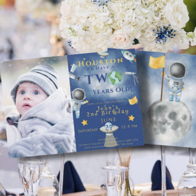 Invitation Houston Nous Avons Deux Ans Astronaute Spatiale (Créateur téléchargé)