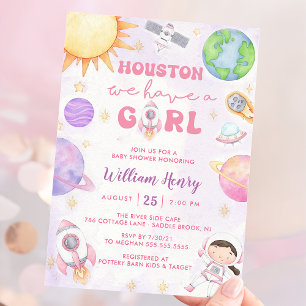 Invitation Houston Nous Avons Un Baby shower Spatial Fille