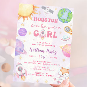 Invitation Houston Nous Avons Un Baby shower Spatial Fille
