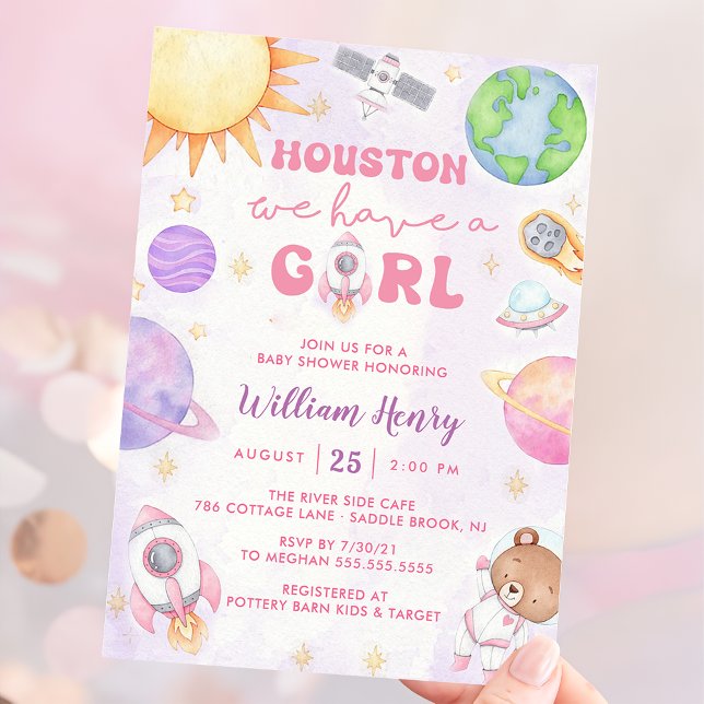 Invitation Houston Nous Avons Un Baby shower Spatial Fille (Créateur téléchargé)
