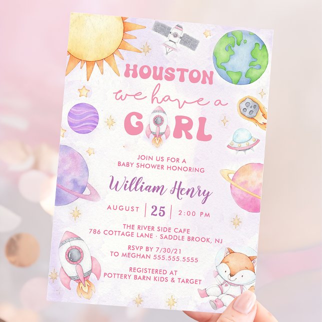 Invitation Houston Nous Avons Un Baby shower Spatial Fille (Créateur téléchargé)