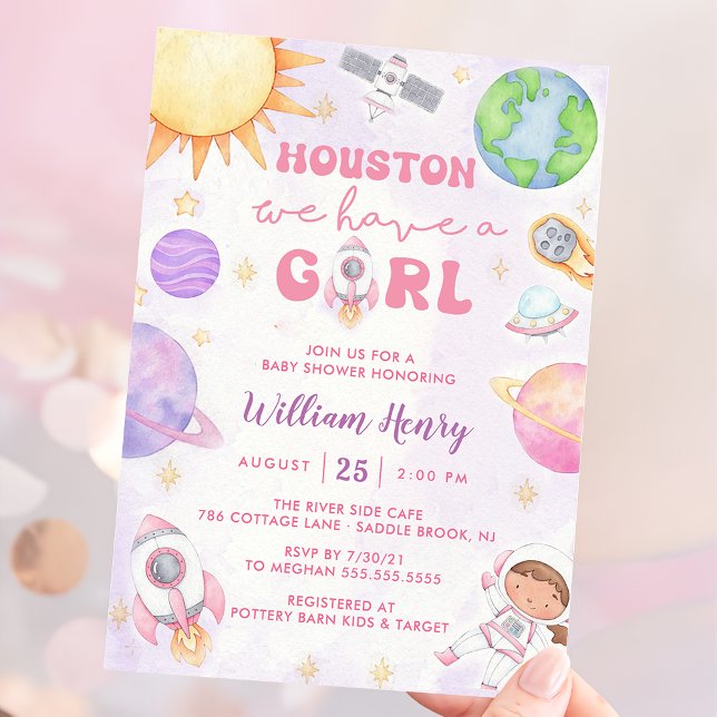 Invitation Houston Nous Avons Un Baby shower Spatial Fille (Créateur téléchargé)